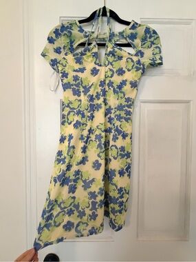 Sabo Skirt Yellow Mini Dress with Blue and Green Floral Print